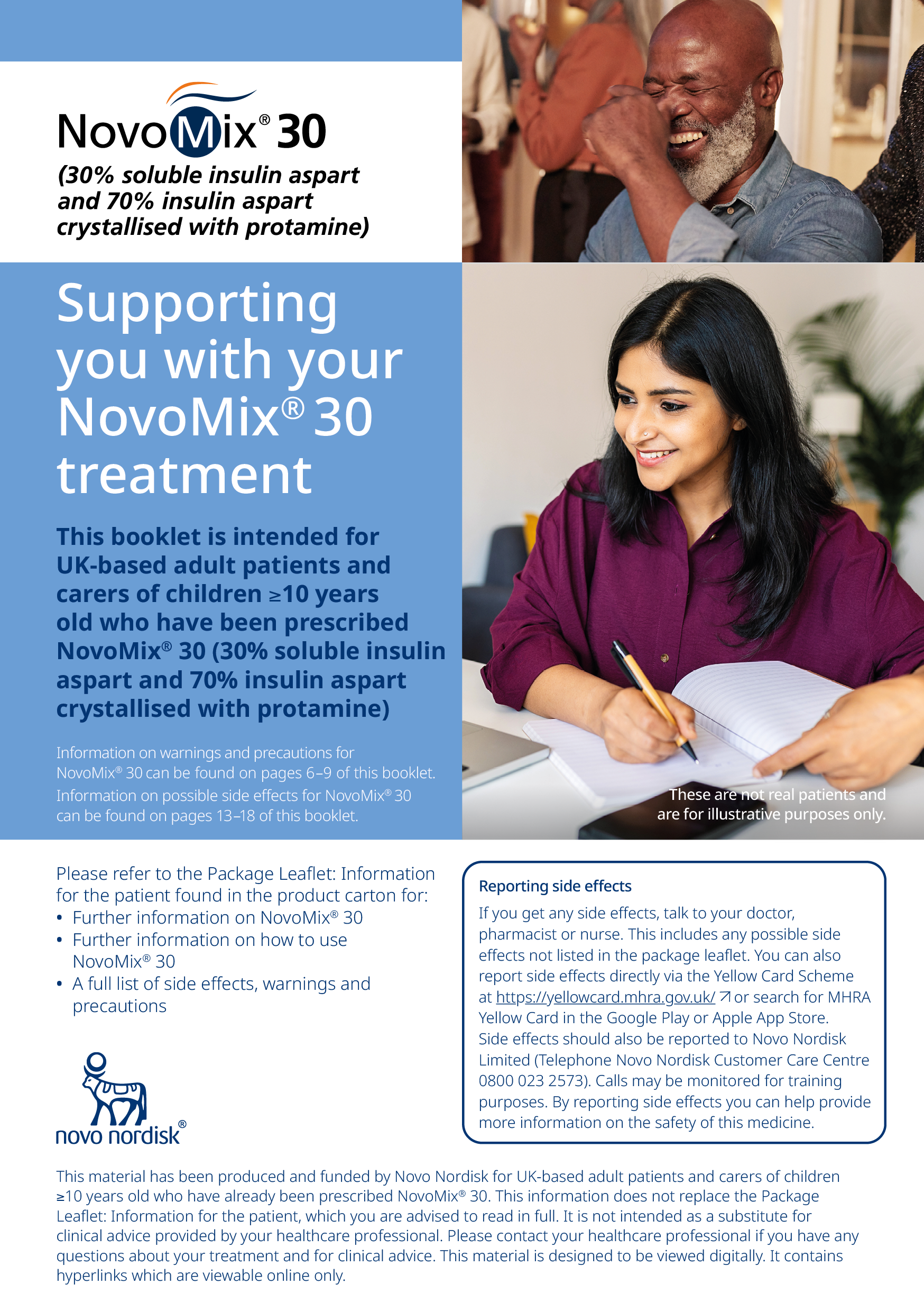 Alt Text: NovoMix® 30 digital patient booklet for adults and parents/ carers of children ≥10 years old